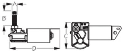 MRV WIPER MOTOR (SEA DOG) 5/8" 1 1/2" 4" 7 1/4" 80° 12